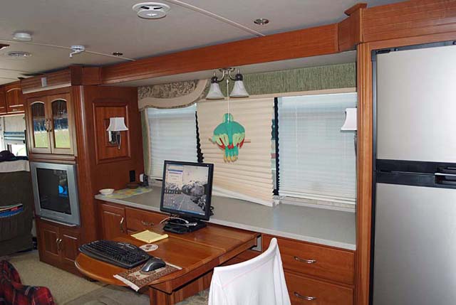 Salon with old broken pleated blind