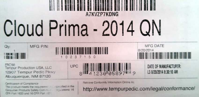 Our new mattress label